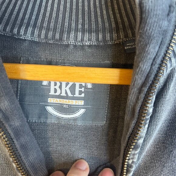 BKE Standard Fit 1/4 Zip Mock Neck Sweater Pullover Ribbed Size XL Gray Casual - Picture 6 of 10